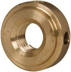 Gibraltar - 5/8-11" UNC Thread, Uncoated, Brass Round Knurled Check Nut - 1/2" Overall Height, 1-3/8" Diam x 3/8" Head Height, 1-1/8" Diam x 1/8" Base Height - Best Tool & Supply