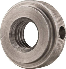 Gibraltar - 5/8-11" UNC Thread, Uncoated, Stainless Steel Round Knurled Check Nut - 1/2" Overall Height, 1-3/8" Diam x 3/8" Head Height, 1-1/8" Diam x 1/8" Base Height - Best Tool & Supply