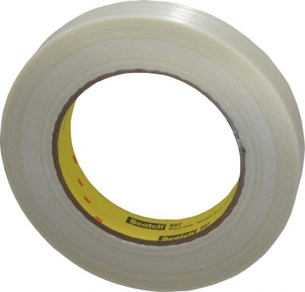 3M - 3/4" x 60 Yd Clear Rubber Adhesive Packaging Tape - Polypropylene Film Backing, 6 mil Thick, 170 Lb Tensile Strength, Series 897 - Best Tool & Supply