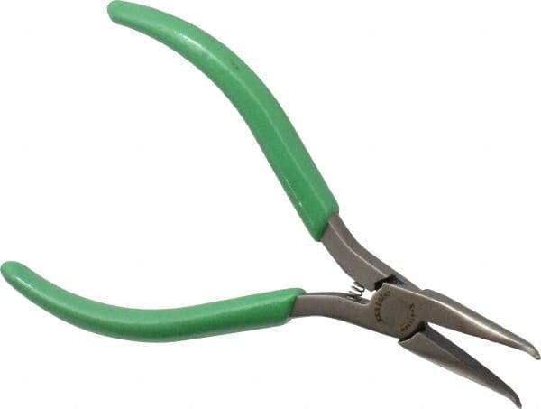 Xcelite - 5" OAL, 1-15/64" Jaw Length x 27/64" Jaw Width, Long Nose Pliers - Serrated, Curved Jaw, Curved Head, ESD Cushion Handles, with Spring - Best Tool & Supply