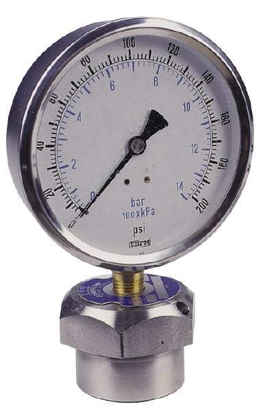 Value Collection - 60 Max psi, 4 Inch Dial Diameter, Stainless Steel Pressure Gauge Guard and Isolator - 1% Accuracy, 18-8 Material Grade - Best Tool & Supply