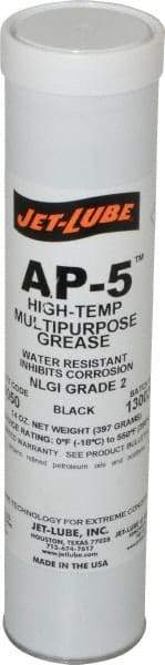 Jet-Lube - 14 oz Cartridge Moly-Disulfide Extreme Pressure Grease - Black, Extreme Pressure & High Temperature, 550°F Max Temp, NLGIG 2, - Best Tool & Supply