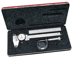 Starrett - 4 Piece, Machinist Caliper and Micrometer Tool Kit - 0 to 150 mm Caliper, 0 to 25 mm Micrometer - Best Tool & Supply