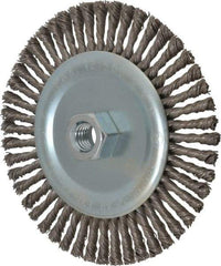 Anderson - 6" OD, 5/8-11 Arbor Hole, Knotted Steel Wheel Brush - 3/16" Face Width, 1-1/8" Trim Length, 0.02" Filament Diam, 12,500 RPM - Best Tool & Supply