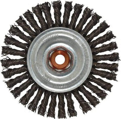 Anderson - 4" OD, M10x1.50 Arbor Hole, Knotted Steel Wheel Brush - 1/4" Face Width, 7/8" Trim Length, 0.02" Filament Diam, 20,000 RPM - Best Tool & Supply