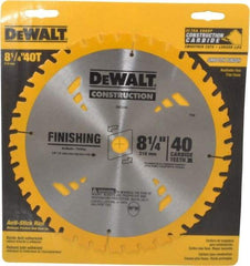 DeWALT - 8-1/4" Diam, 5/8" Arbor Hole Diam, 40 Tooth Wet & Dry Cut Saw Blade - Carbide-Tipped, General Purpose Action, Diamond Arbor - Best Tool & Supply