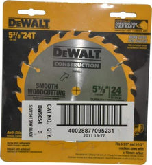 DeWALT - 5-3/8" Diam, 10mm Arbor Hole Diam, 24 Tooth Wet & Dry Cut Saw Blade - Carbide-Tipped, Smooth Action, Standard Round Arbor - Best Tool & Supply