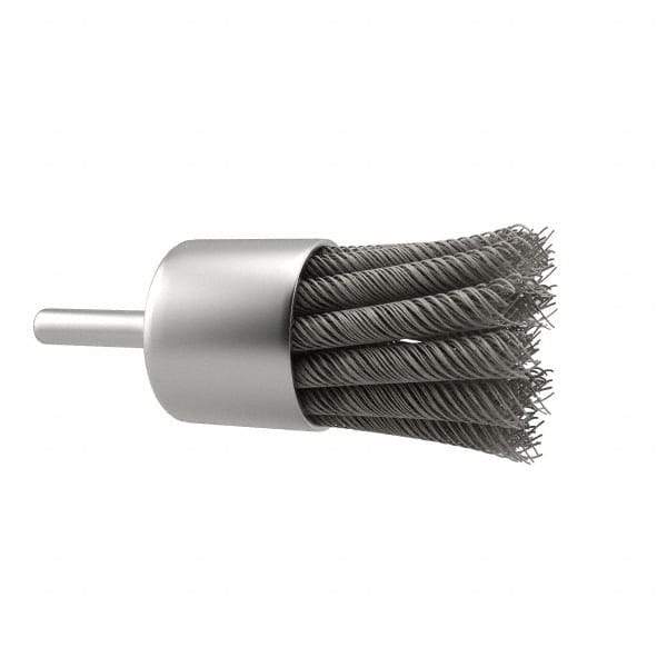 Anderson - 1-1/8" Brush Diam, Knotted, End Brush - 1/4" Diam Shank, 22,000 Max RPM - Best Tool & Supply