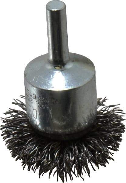 Anderson - 1-1/2" Brush Diam, Crimped, Flared End Brush - 1/4" Diam Shank, 20,000 Max RPM - Best Tool & Supply