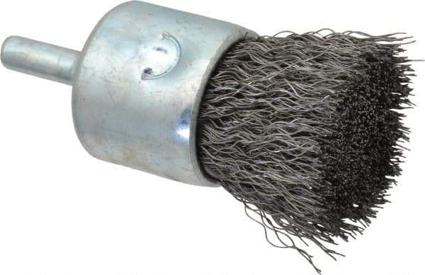 Anderson - 1" Brush Diam, Crimped, End Brush - 1/4" Diam Shank, 22,000 Max RPM - Best Tool & Supply