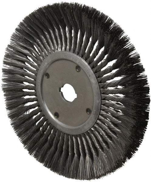 Anderson - 12" OD, 1-1/4" Arbor Hole, Knotted Steel Wheel Brush - 3/4" Face Width, 3-1/8" Trim Length, 0.014" Filament Diam, 3,600 RPM - Best Tool & Supply