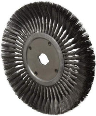 Anderson - 12" OD, 1-1/4" Arbor Hole, Knotted Steel Wheel Brush - 3/4" Face Width, 3-1/8" Trim Length, 0.014" Filament Diam, 3,600 RPM - Best Tool & Supply