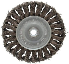 Anderson - 4" OD, 1/2" Arbor Hole, Knotted Steel Wheel Brush - 1/2" Face Width, 1" Trim Length, 0.02" Filament Diam, 20,000 RPM - Best Tool & Supply