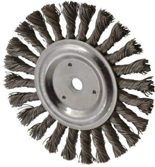 Anderson - 6" OD, 5/8" Arbor Hole, Knotted Steel Wheel Brush - 7/16" Face Width, 1-7/16" Trim Length, 0.025" Filament Diam, 9,000 RPM - Best Tool & Supply