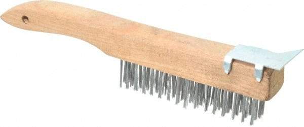 Value Collection - 4 Rows x 16 Columns Shoe Handle Scratch Brush with Scraper - 10" OAL, 1-1/8" Trim Length, Wood Shoe Handle - Best Tool & Supply