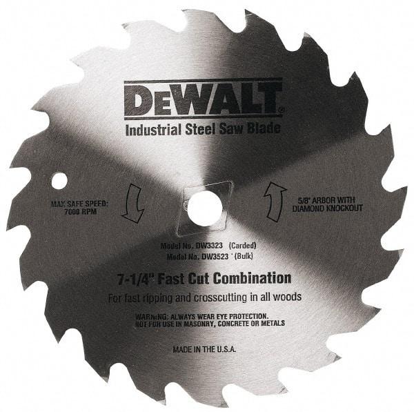 DeWALT - 7-1/4" Diam, 5/8" Arbor Hole Diam, 140 Tooth Wet & Dry Cut Saw Blade - Steel, Smooth Action, Standard Round Arbor - Best Tool & Supply