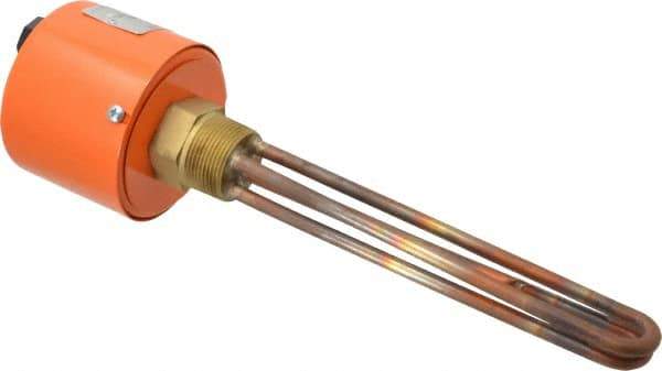 Value Collection - 2 Element, 9-1/4" Immersion Length, Standard Housing, Copper Pipe Plug Immersion Heater - 1 Phase, 120 Volt, 2,000 Watt, 60 Watts/Sq In, Brass Plug - Best Tool & Supply