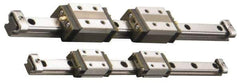 THK - 45mm Block L x 27mm W x 16.9mm H, 15mm Transverse Hole Spcg, 15mm Lateral Hole Spcg, 4-Way Compact HSR Assembly - M4x4.5 Block Hole, 670mm Rail L x 12mm W x 11mm H, 20mm Assembly H, 7.5mm Overhang - Best Tool & Supply