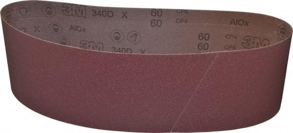 3M - 6" Wide x 48" OAL, 60 Grit, Aluminum Oxide Abrasive Belt - Aluminum Oxide, Medium, Coated, X Weighted Cloth Backing, Series 340D - Best Tool & Supply