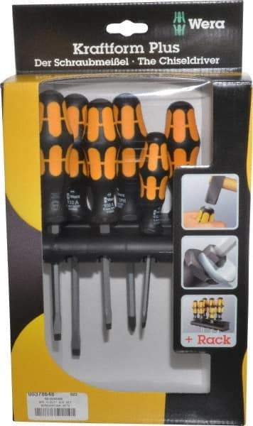 Wera - 6 Piece Phillips & Slotted Screwdriver Set - Round Shank, Ergonomic Handle, Bit Sizes: Philips #1 & #2 - Best Tool & Supply