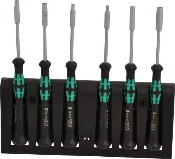 Wera - 6 Piece 2 to 5mm Electronic Nutdriver Set - Standard Shaft, Ergonomic Handle - Best Tool & Supply