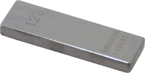 Mitutoyo - 0.123" Rectangular Steel Gage Block - Accuracy Grade 0, Includes Certificate of Inspection - Best Tool & Supply