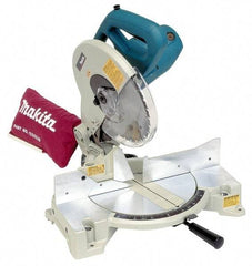 Makita - 15 Amp, 115 Volt, 4,600 RPM, 45° Left Single Bevel Miter Saw - 5/8" Arbor, 10" Blade Diam - Best Tool & Supply