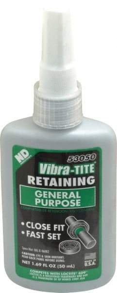 Vibra-Tite - 50 mL Bottle, Green, High Strength Liquid Retaining Compound - Series 530, 24 hr Full Cure Time - Best Tool & Supply