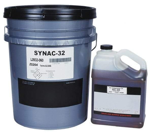 Lubriplate - 5 Gal Pail, ISO 32, SAE 10, Air Compressor Oil - 155 Viscosity (SUS) at 100°F, 46 Viscosity (SUS) at 210°F, Series SYNAC 32 - Best Tool & Supply