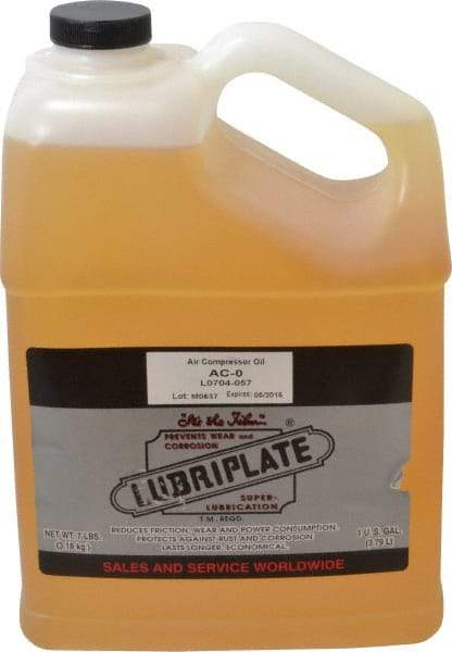 Lubriplate - 1 Gal Bottle, ISO 32, SAE 10, Air Compressor Oil - 137 Viscosity (SUS) at 100°F, 43 Viscosity (SUS) at 210°F, Series AC-0 - Best Tool & Supply