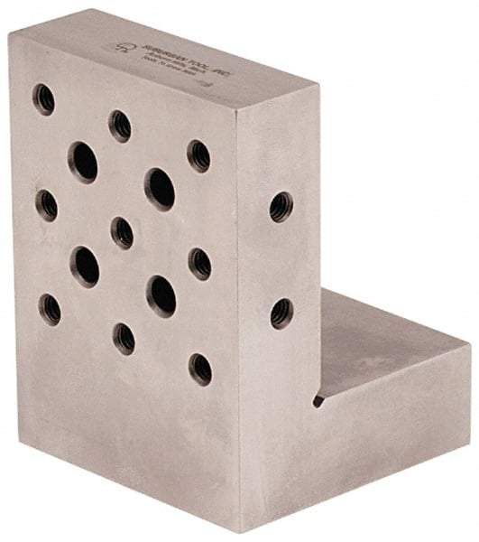 Suburban Tool - 3" Wide x 4" Deep x 3" High Steel Precision-Ground Angle Plate - Standard Plate, Machined Holes on Surface, Open End, 1" Thick, Pair of Plates - Best Tool & Supply