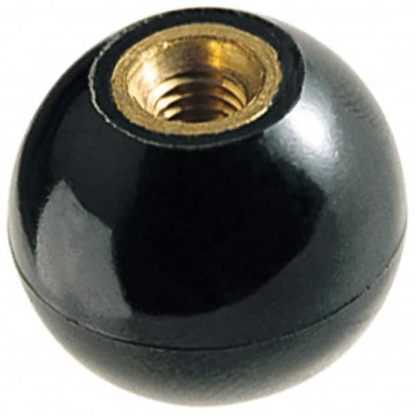 1/2-20 Thread, 1-7/8″ Diam, Plastic Ball Knob Black, Plastic, Ball Grip, 5/8″ Hole Depth