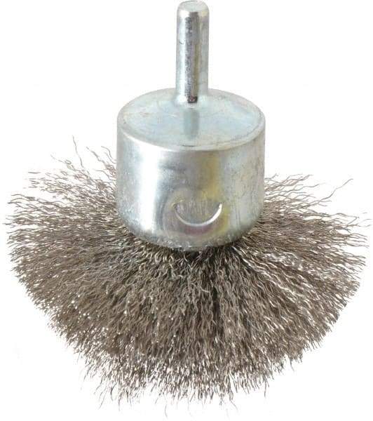 Weiler - 2-3/4" Brush Diam, Crimped, Flared End Brush - 1/4" Diam Shank, 16,000 Max RPM - Best Tool & Supply