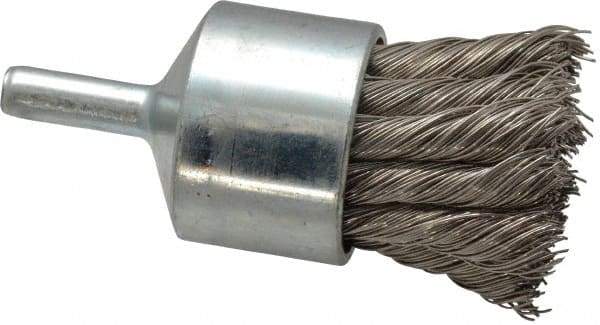 Weiler - 1-1/8" Brush Diam, Knotted, End Brush - 1/4" Diam Shank, 22,000 Max RPM - Best Tool & Supply