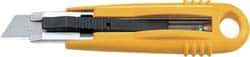 Olfa - Retractable Utility Knife - 2-7/8" Blade, Yellow Plastic/Stainless Steel Handle, 1 Blade Included - Best Tool & Supply