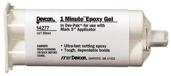 Devcon - 50 mL Cartridge Two Part Epoxy - 45 sec Working Time, 1,600 psi Shear Strength - Best Tool & Supply