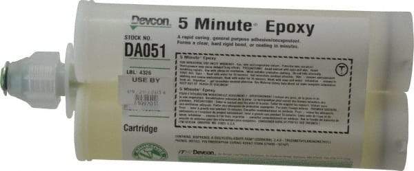 Devcon - 400 mL Cartridge Two Part Epoxy - 3 to 6 min Working Time, 1,900 psi Shear Strength - Best Tool & Supply