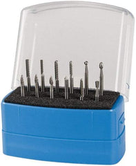 Made in USA - 12 Piece, 1/8" Shank Burr Set - Solid Carbide, Multiple Head Shape - Best Tool & Supply