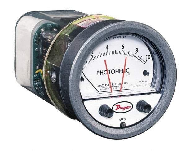 Dwyer - 25 Max psi, 2% Accuracy, NPT Thread Photohelic Pressure Switch - 1/8 Inch Thread, 5 Maximum PSI, 120°F Max - Best Tool & Supply