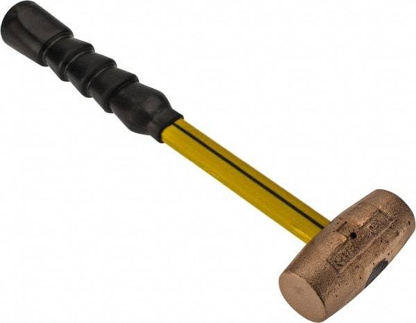 No-Mar - 3 Lb Head 1-1/2" Face Brass Hammer - Fiberglass Handle - Best Tool & Supply