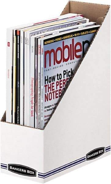 BANKERS BOX - White/Blue Magazine Stand - Corrugated Cardboard - Best Tool & Supply