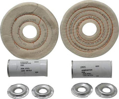 Dico - 4" Diam Cushion Sewn, Spiral Sewn Buffing Wheel Set - 1/2" Arbor Hole, Emery - Best Tool & Supply