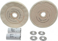 Dico - 6" Diam Cushion Sewn, Spiral Sewn Buffing Wheel Set - 1/2 - 1" Arbor Hole, Emery - Best Tool & Supply