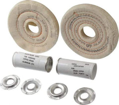 Dico - 4" Diam Cushion Sewn, Spiral Sewn Buffing Wheel Set - 1/2 - 1" Arbor Hole, Tripoli - Best Tool & Supply