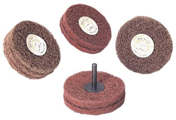 Standard Abrasives - 5" Diam x 2" Thick, Medium Mounted Scrubber Buffing Wheel - 2 Ply, Very Fine Grade, 1/4" Shank Diam, 4,000 RPM - Best Tool & Supply