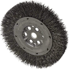 Anderson - 6" OD, 5/8" Arbor Hole, Crimped Steel Wheel Brush - 3/4" Face Width, 1-1/8" Trim Length, 0.014" Filament Diam, 6,000 RPM - Best Tool & Supply