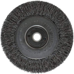 Anderson - 4" OD, 1/2" Arbor Hole, Crimped Steel Wheel Brush - 11/32" Face Width, 13/16" Trim Length, 0.0118" Filament Diam, 6,000 RPM - Best Tool & Supply