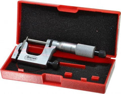 Starrett - 0 to 1 Inch Range, Carbide Face, Satin Chrome Coated, Mechanical Multi Anvil Micrometer - Ratchet Stop Thimble, 0.001 Inch Graduation, 0.0002 Inch Accuracy - Best Tool & Supply