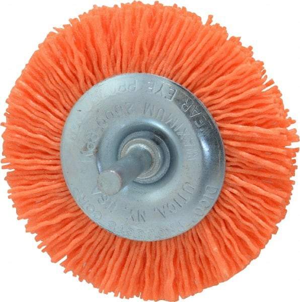 Dico - 3" OD, 1/4" Shank Diam, Crimped Nylon Wheel Brush - 3/8" Face Width - Best Tool & Supply