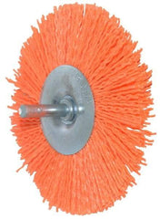 Dico - 4" OD, 1/4" Shank Diam, Crimped Nylon Wheel Brush - 3/8" Face Width - Best Tool & Supply